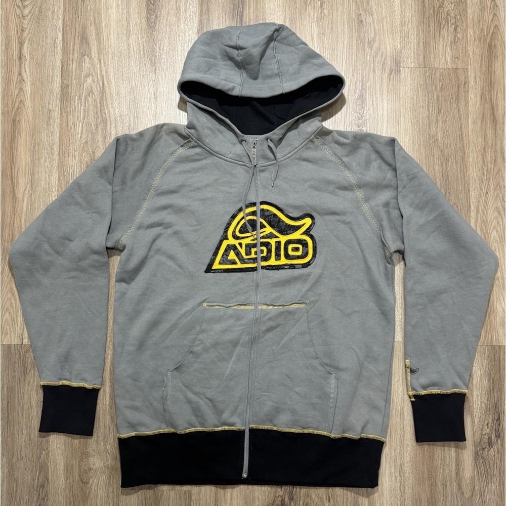 Y2K ADIO Skateboarding Gray Zip Up Hoodie Size XL‎